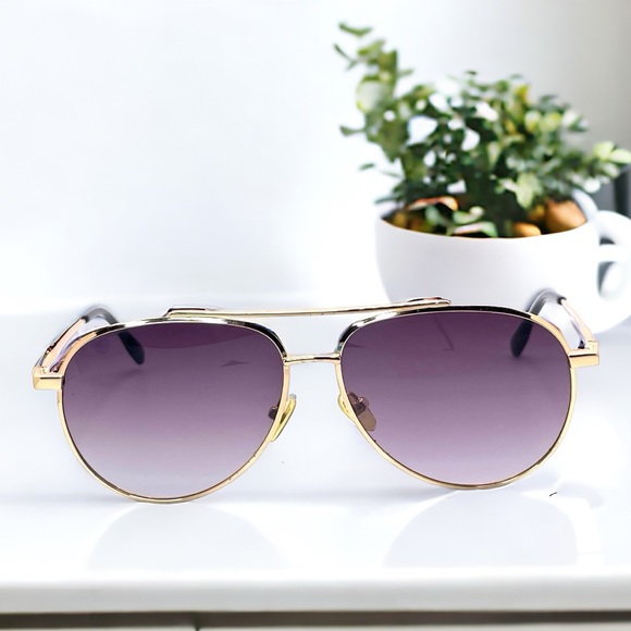 Gold Aviators Polarized Gradient Purple Lenses UNISEX - Picture 1 of 9